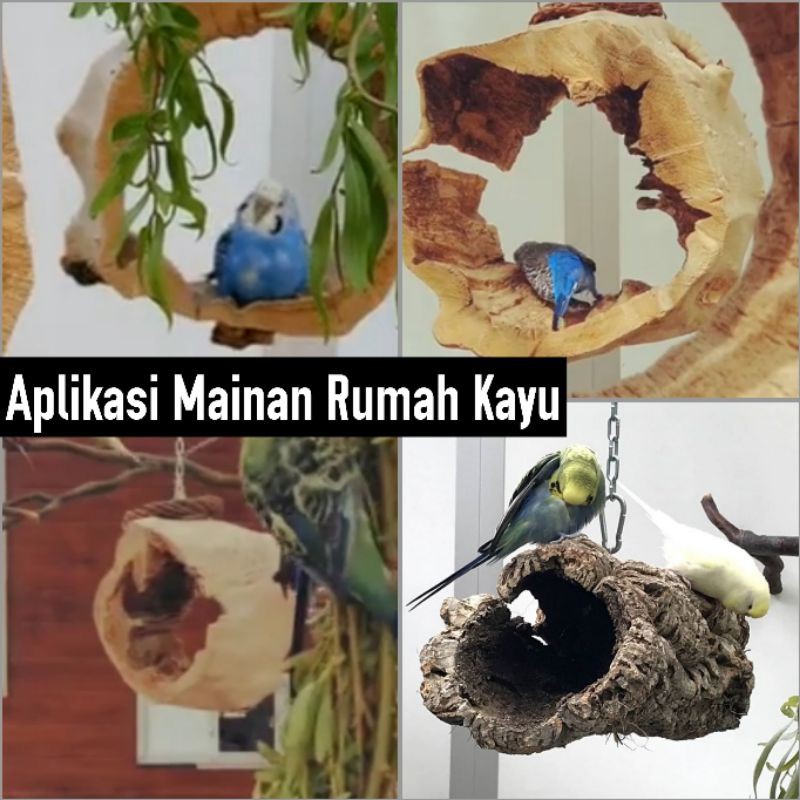 Mainan Ayunan Rumah Kayu untuk Burung