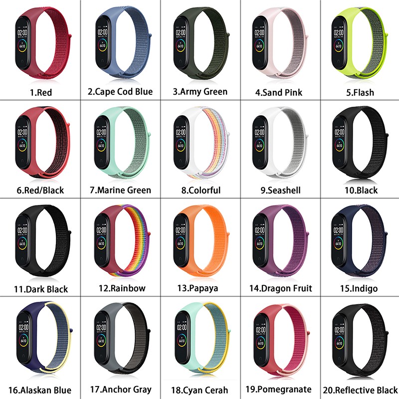 Mi Band 5 6 7 8 9 Gelang Olahraga Tali Nylon Strap Xiaomi Miband 3/4 Tali Nilon Velcro Band