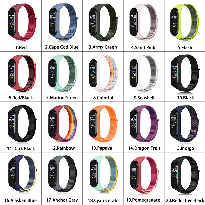 Mi Band 5 6 7 Gelang Olahraga Tali Nylon Strap Xiaomi Miband 3/4 Tali Nilon Velcro Band