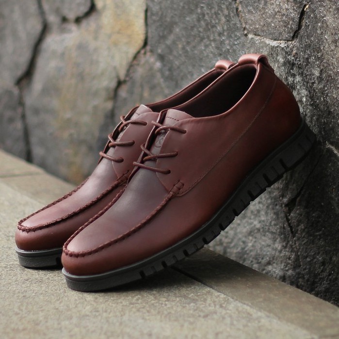 Swiss Brown | Sepatu Kulit Casual Formal Pantofel Pria Cowok Derby Original Footwear | FORIND Kenzio