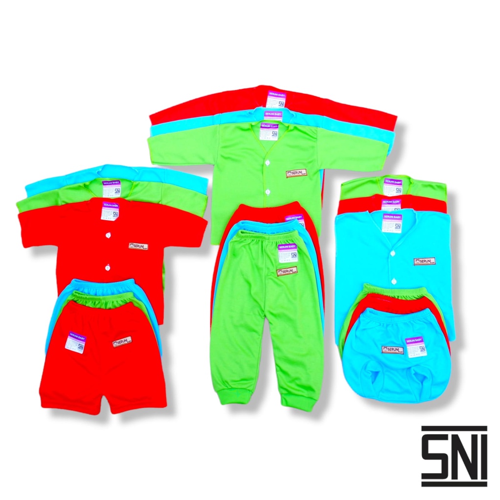 ISI 18 PC PAKET BAJU BAYI NEWBORN 0-4 BULAN SERUNI BABY POLOS