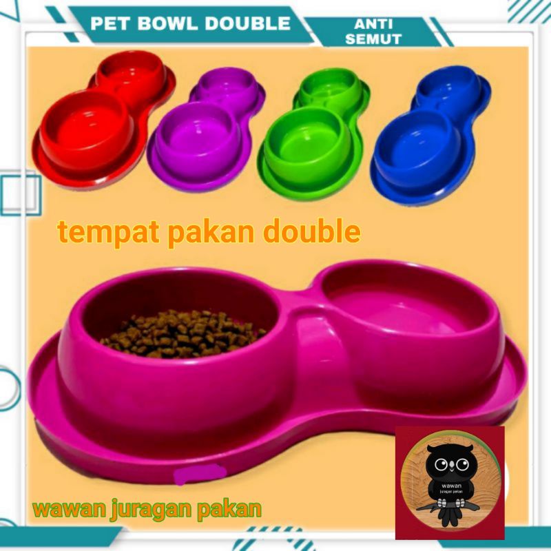 tempat pakan dan minum kucing, tempat makan kucing dobel