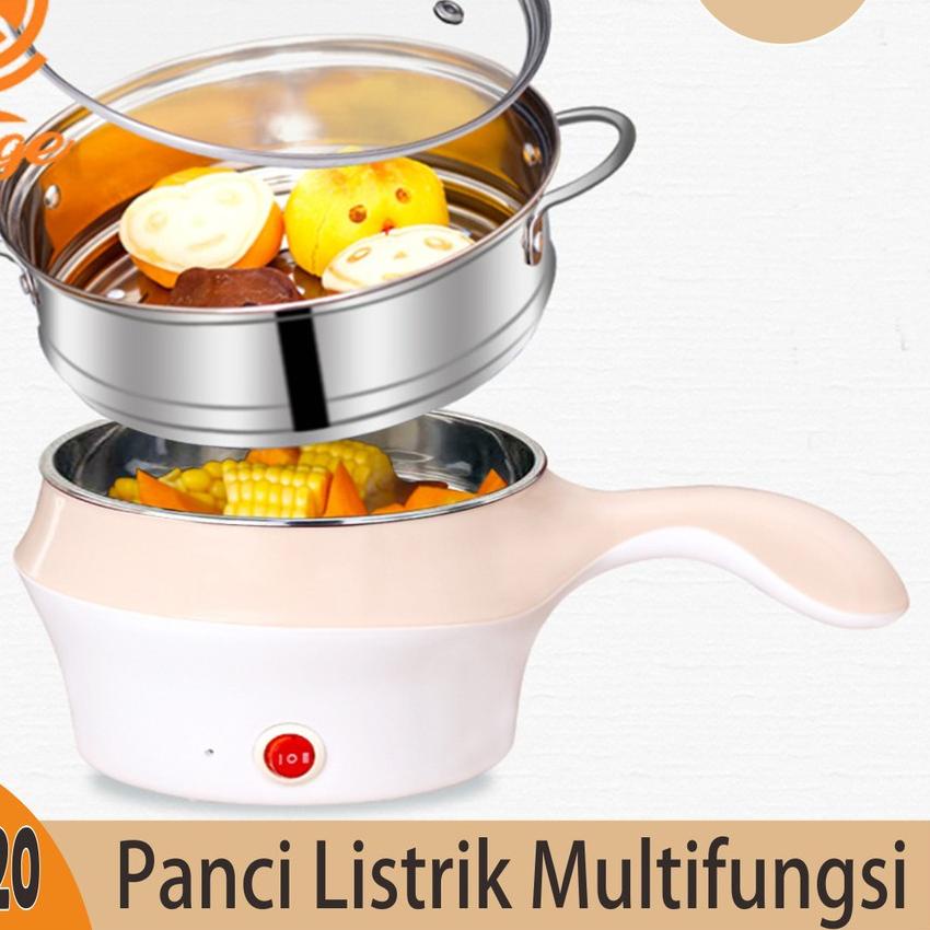 ♀ Panci Listrik Mie Nasi Ada Kukusan Gagang Anti Panas Hotpot Elektrik 2 Layer Panci Listrik Steamer
