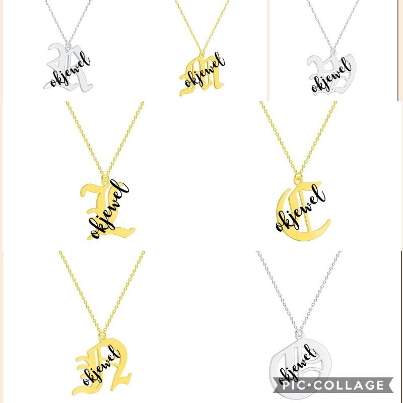 kalung+liontin inisial huruf