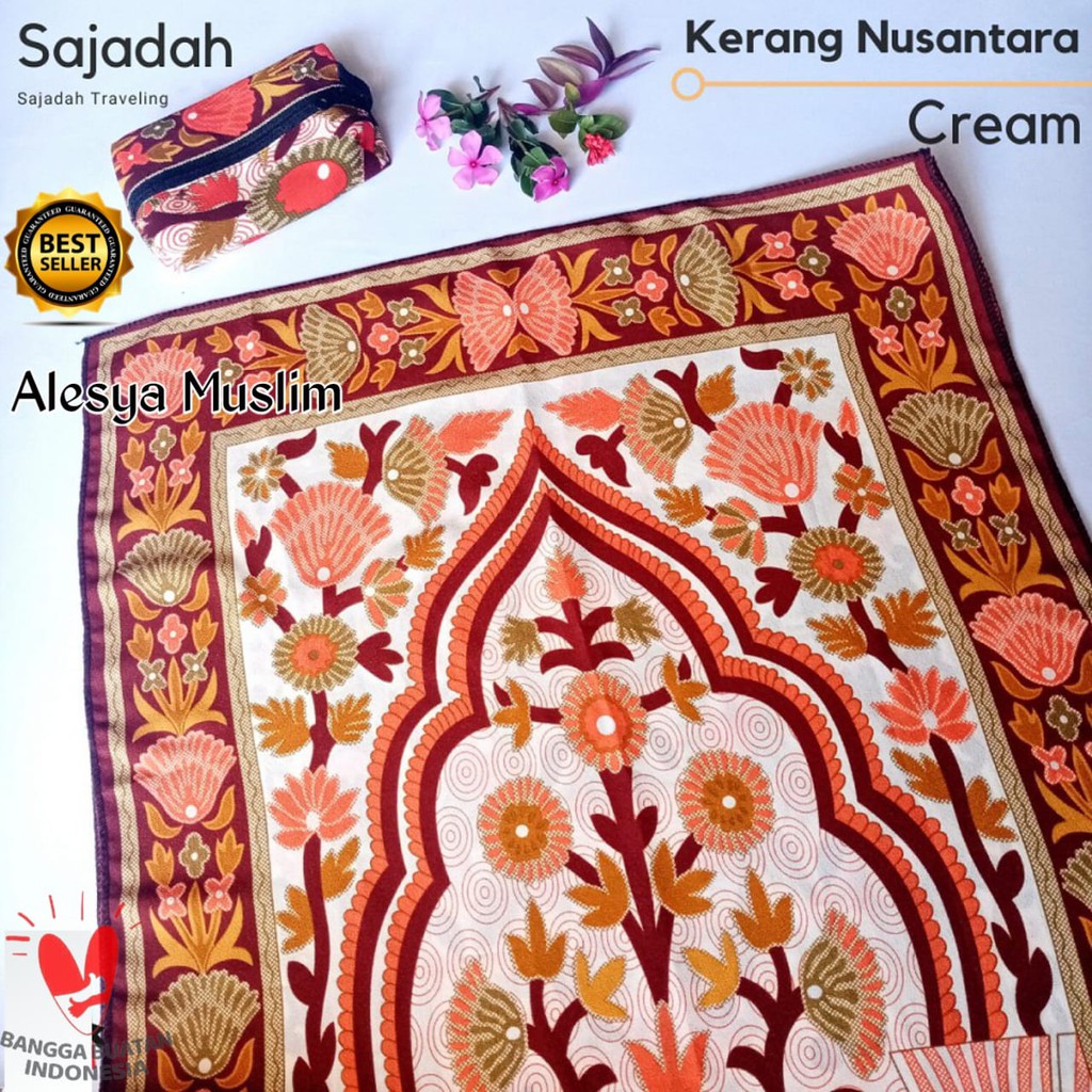 Sajadah saten motif kerang tas lucu dan imut praktis buat traveling