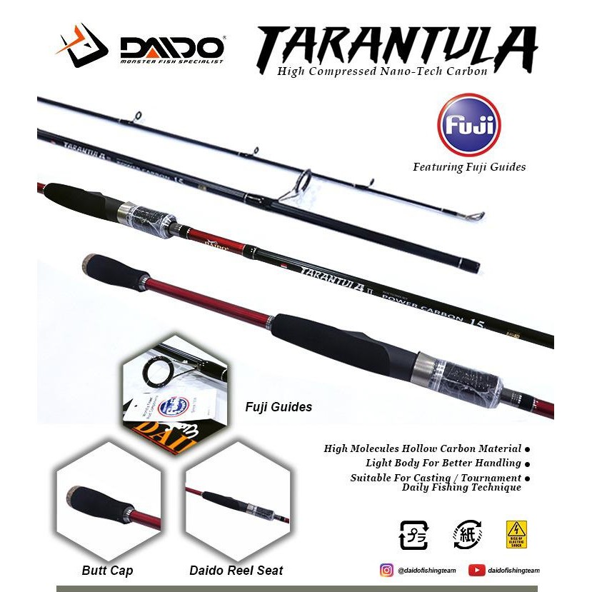 JORAN {FULL FUJI GUIDES + CARBON PREMIUM} DAIDO TARANTULA 180 CM JAPAN QUALITY NANO TECHNOLOGY