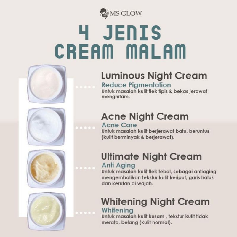 NIGHT CREAM MS GLOW | CREAM MALAM KRIM MALAM MS GLOW