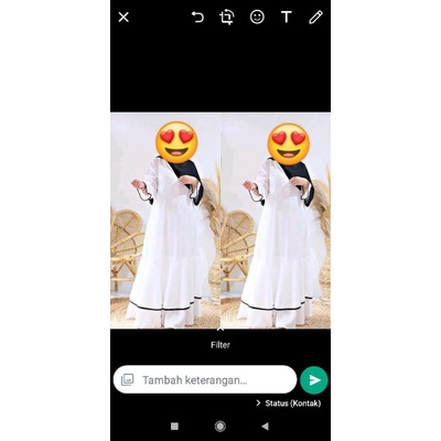 abaya putih list hitam