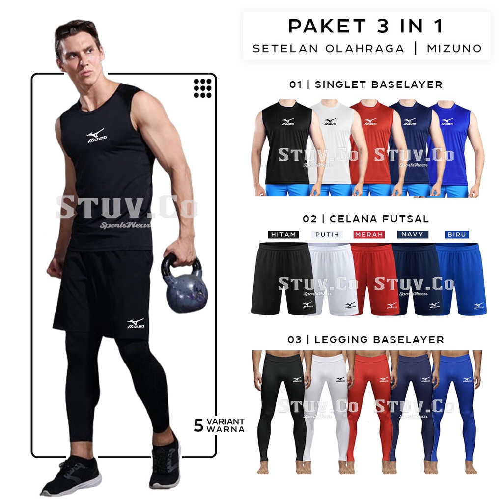 PAKET STELAN OLAHRAGA MANSET BASELAYER TANPA LENGAN LEGGING PANJANG DAN CELANA PENDEK DRIFIT UNISEX