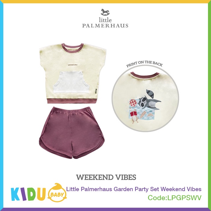 Little Palmerhaus Garden Party Set Baju Bayi Baju Anak Lengan Pendek Celana Pendek Kidu Baby