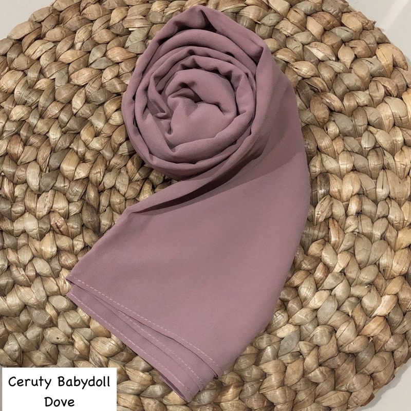 PASHMINA CERUTY BABYDOLL PREMIUM JAHIT TEPI Hijab Jilbab-Dove