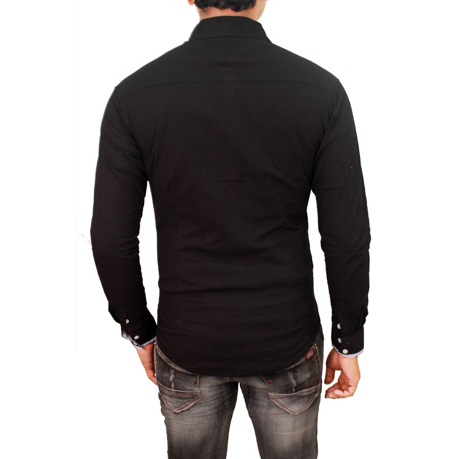 Kemeja Slimfit Model Korea Warna Hitam – FBL 03