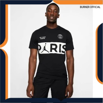 Kaos pria PARIS - baju gym fitnes training polos Running lengan pendek AIR JORDAN x PSG olahraga