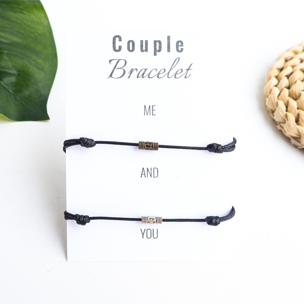 Gelang Couple Antique Minimalist Simple Anti Air Antik Motif Ukir Prasasti Short Tube Inscription