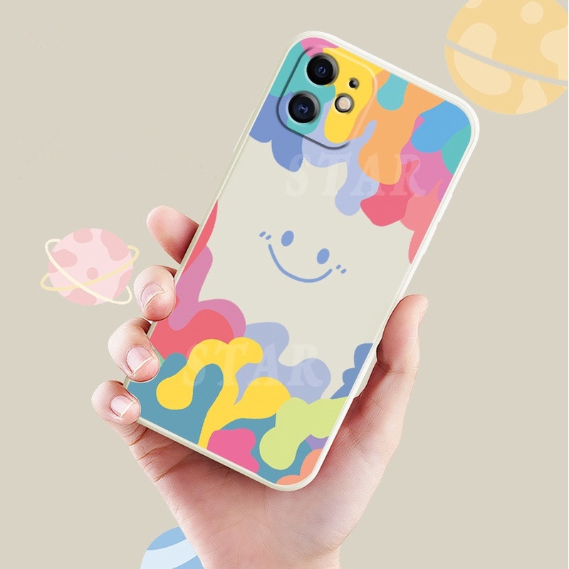 Redmi 10 Note 10Pro Xiaomi Poco X3 GT X3Pro X3NFC M3 Redmi 9T Note 8 Pro Note 7 Note 9 Pro Note9S Casing Ice Cream Color Smiley Square Silicone Phone Case R&amp;J