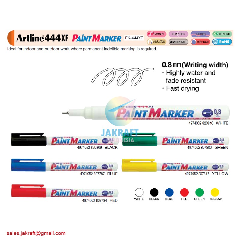 

(1 Pcs) Spidol Permanent ARTLINE Paint Marker EK-444XF Segala Permukaan 0.8 mm Anti Air