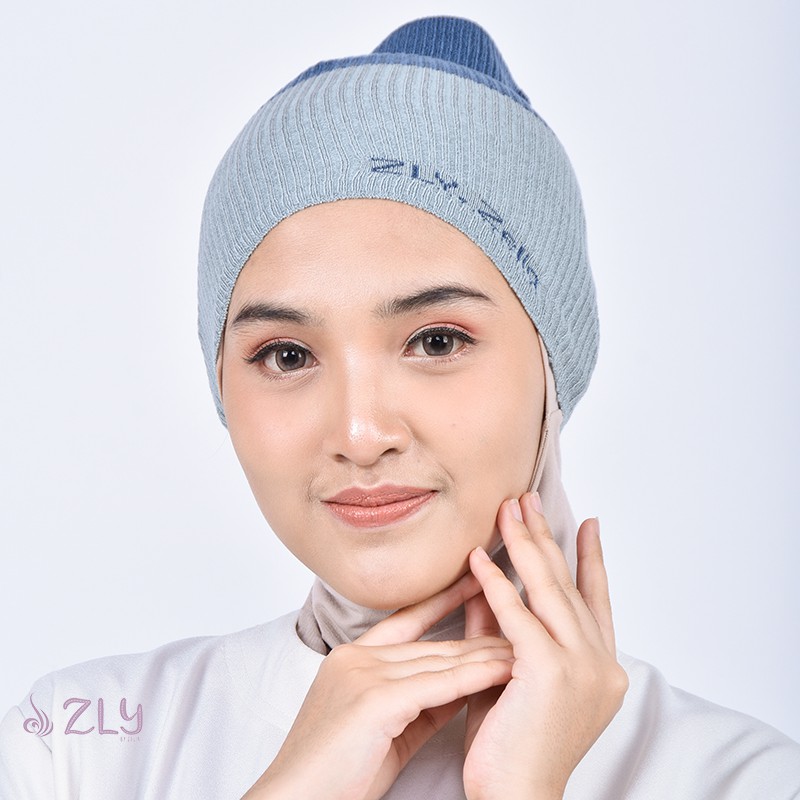 Ciput Bandana | Bando Hijab Anti Pusing Nyaman Adem Rajut Premium ZLY Hijab Navy Dan Abu-Abu