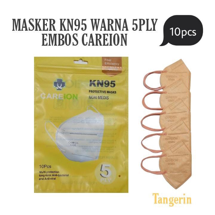 Masker KN 95 CAREION WARNA ISI 10PC MASKER KN95 EARLOOP 5PLY MASKER N95 FACE MASK WARNA PREMIUM ISI 10PC