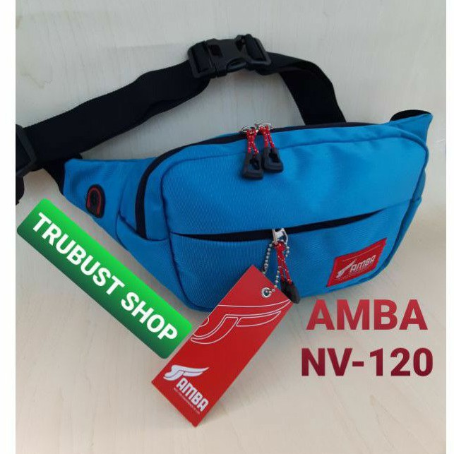 tas slempang sling bag waistbag pria wanita warna biru muda AMBA NV-120