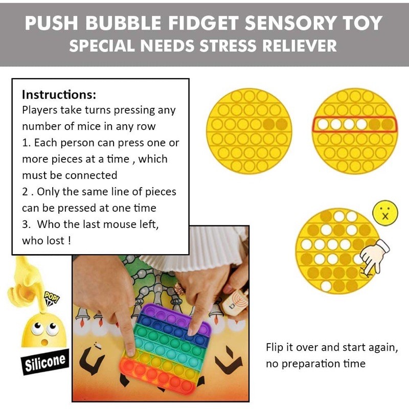 Mainan Edukasi Anak Fidget Pop It Bubble Penghilang Stress - Mainan Anak dan Penghilang Stress