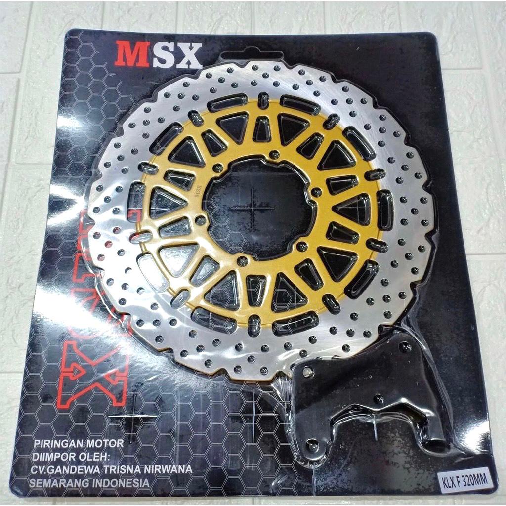 PIRINGN DISC BRAKE DEPAN LEBAR 320MM PNP CRF KLX DTRACKER + SET BREKET KALIPER FULL CNC HITAM TINGGAL PASANG PIRINGAN CAKRAM LEBAR TEBAL 3.5MM HONDA CRF 150 150L 250R 450X 250X D TRACKER KLX 150 WARNA CHROME GOLD MSX RACING ORIGINAL