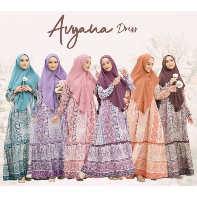 READY AVYANA DRESS BY JASMINE GAMIS BUSANA FASHION MUSLIM SYARI BUSUI BAHAN PRIMROSE CREPE