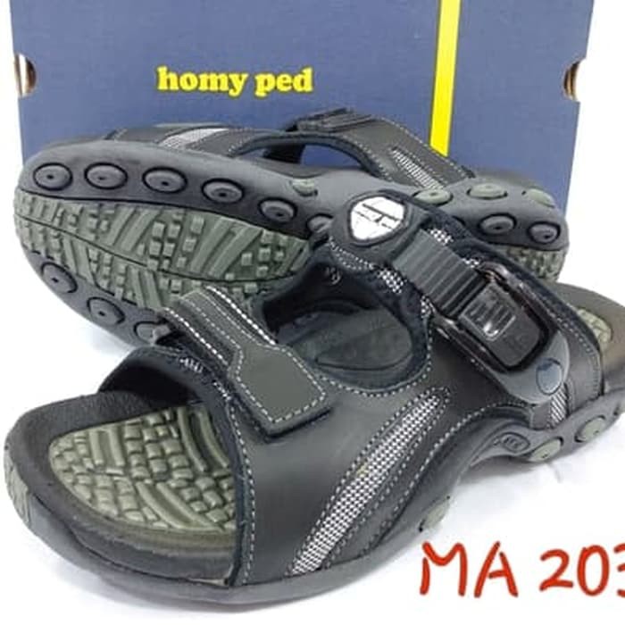 Termurah & Terlaris Sandal Pria Homyped MA 2031 / MA 2032 Original kulit - MA 2032 Hitam 38