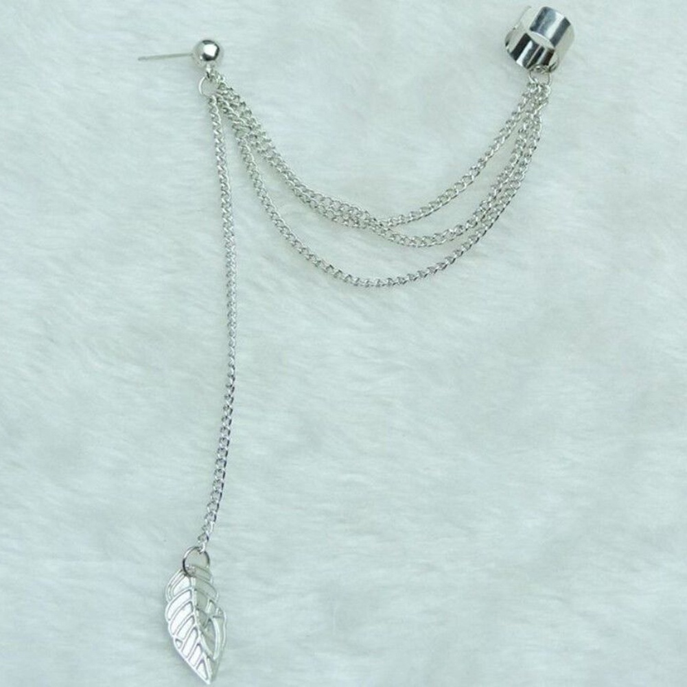 Hu Hu Hu Hu Hu Alat Bantu Pasang Kacamata♡ Anting Tusuk Gantung Desain Daunrumbai Rantai Gaya Punk Rock Untuk Wanita