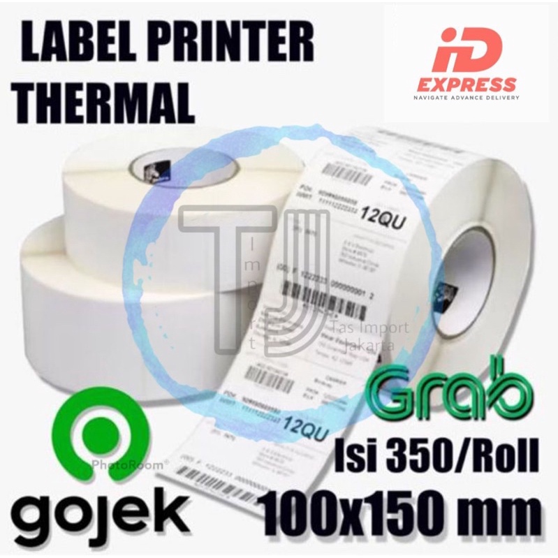 Kertas Sticker Thermal Label Barcode Printer, ukuran 100 x 150 mm, 350 pc/roll