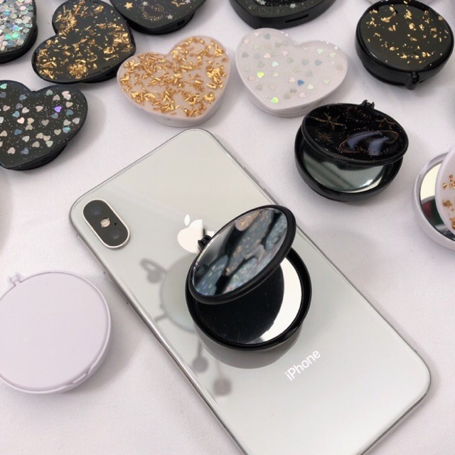 READY! Popsocket Polos / Popsocket bentuk hati / Pop With Mirror / Mirror Love / By Request