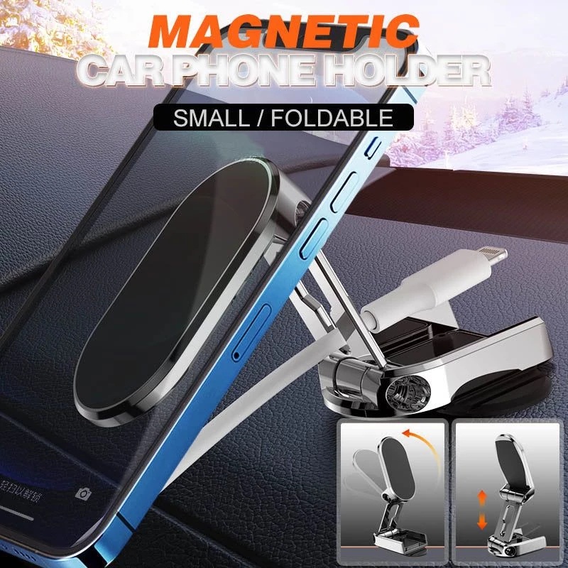 Stand Holder Hp Magnetik Universal Bisa Dilipat / Diputar 360 Derajat Bahan Alloy Untuk Mobil