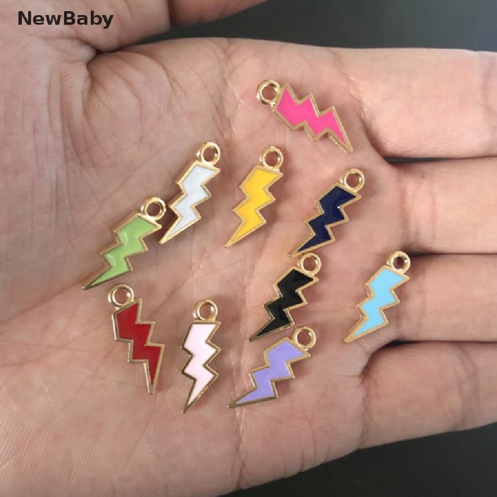 Newbaby 10Pcs Liontin Enamel Bentuk Petir Untuk Kalunggelanganting DIY