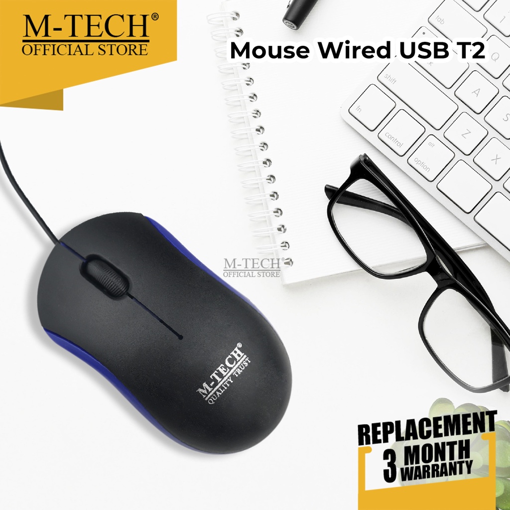 M-Tech Original Mouse Kabel Wired T2 for PC Komputer / Laptop Bisa Smartphone