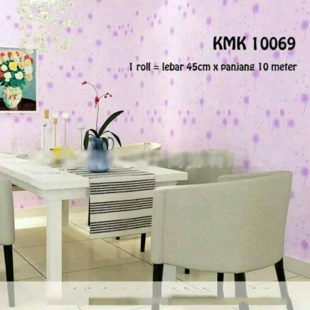 wallpaper dinding motif dandellion ungu