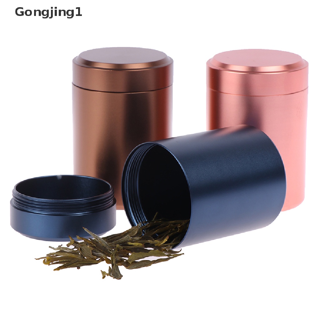 Gongjing1 1pc Toples Penyimpanan Teh / Herbal Kedap Udara Bahan Aluminum