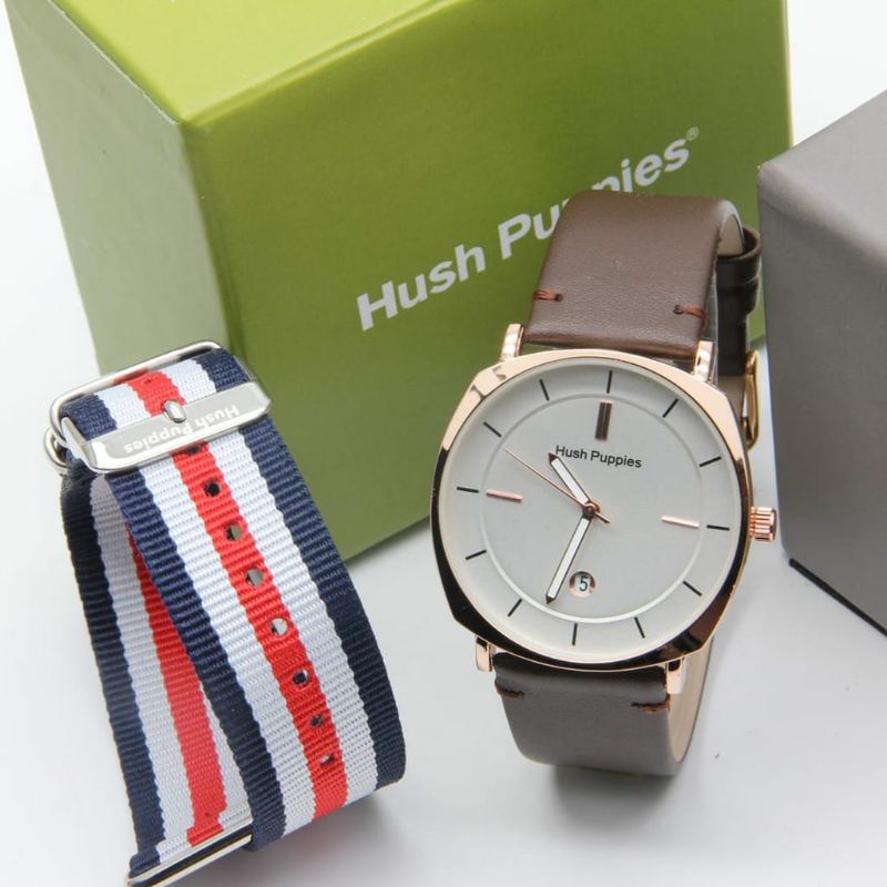 Jam Tangan Kanvas Kulit Terlaris Fashion Bisa COD Hush Puppies Free Strap