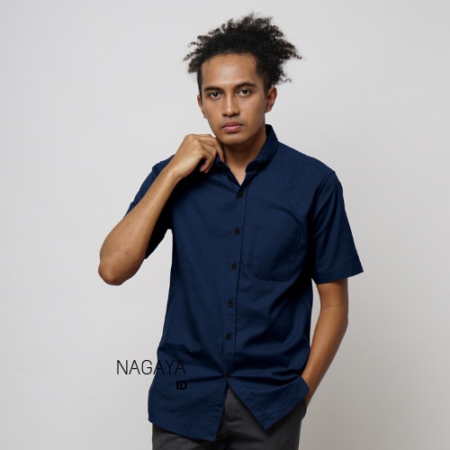 kemeja polos pria lengan pendek warna biru nevi biru wardah biru min biru toska