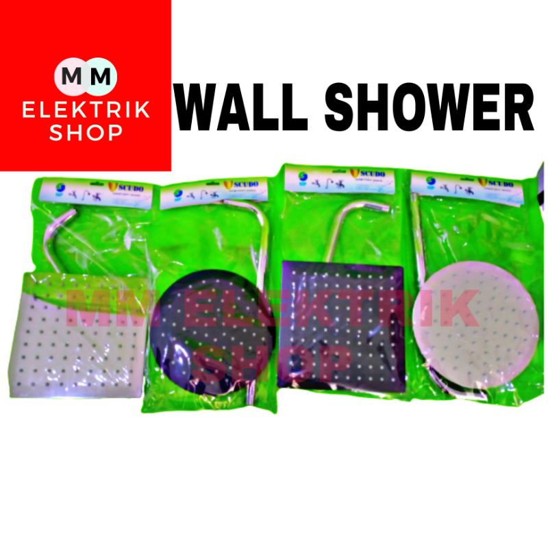 Shower Kotak Bulat Wall Shower Hitam Putih Shower Stainless Steel Best Seller SCUDO