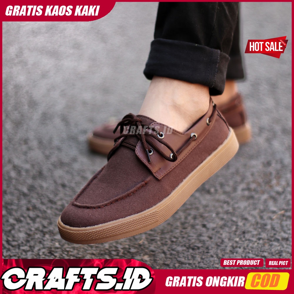 CRAFTS X ZAPATO Sepatu Kasual Pria Kantor Loafers Fashion Hitam Kanvas Sepatu Pria Casual Sepatu Kerja Kantor Semi Formal Kuliah Kondangan Gaya Santai Keren Kekinian Murah Terlaris