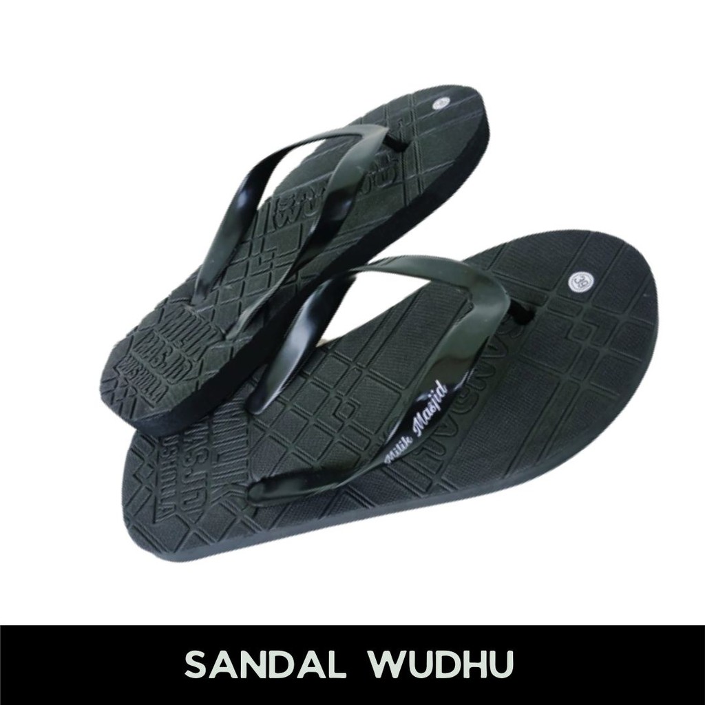 Sandal wudhu emboss Hitam sandal masjid sendal musholla sandal bakiak wudhu  - Raqilla Shop