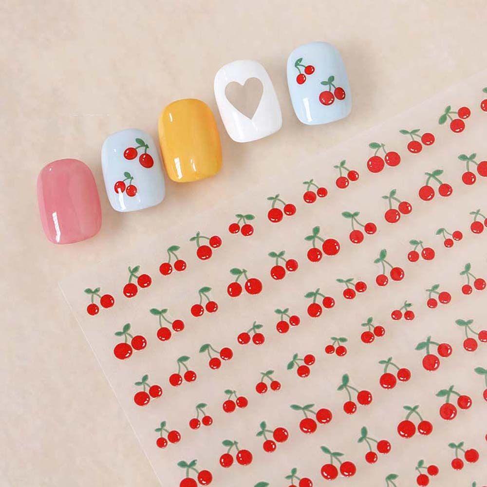 Mxbeauty Stiker Kuku Motif Buah Ceri Kuning Untuk Dekorasi Nail Art