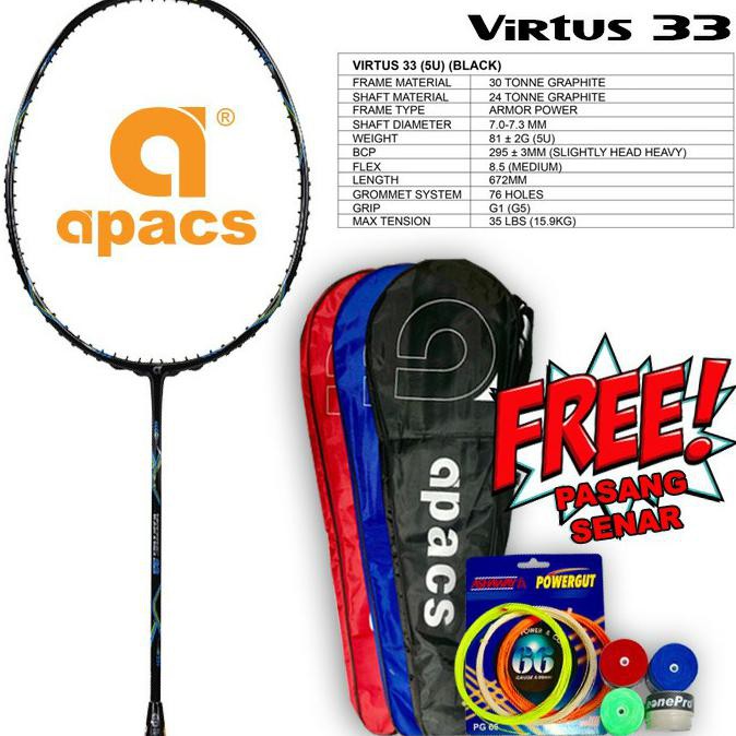 PR00M000 ORIGINAL APACS VIRTUS 33 OR 66 OR 99 RAKET BADMINTON Murah