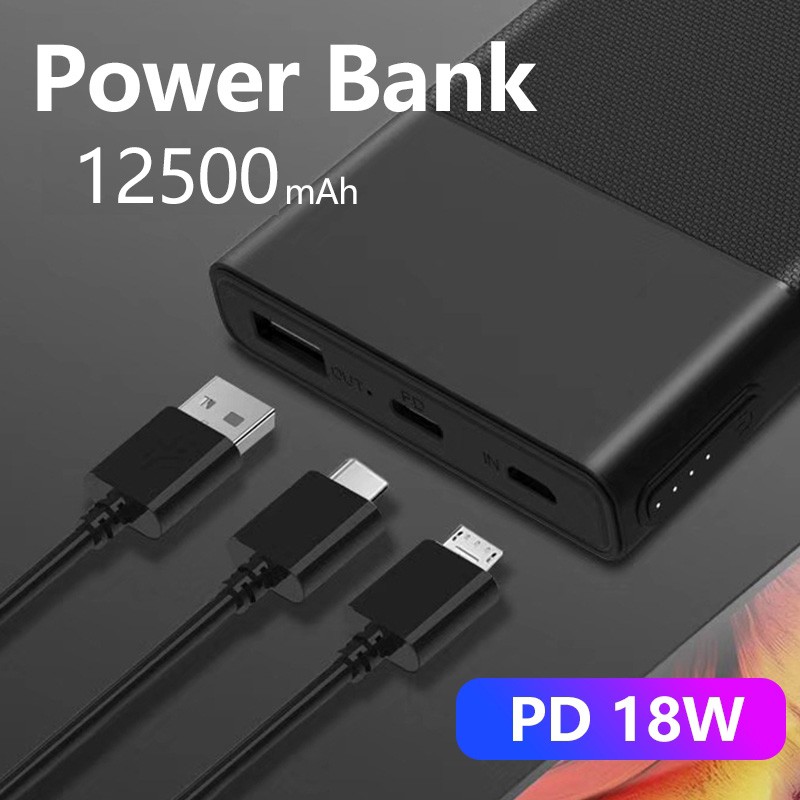 Powerbank 12500mAh QC 3.0 + 18W PD Fast Charging Quick Charge Real Capacity Power Bank YOOGOO