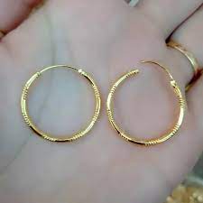 Anting wanita bulat Gipsy Perak gold Ukir Import Kualitas Premium Murah meriah xuping titanium keren mewah simple untuk dewasa anting wanita murah anting import xuping anting bulat anting model ukir anting lingkar