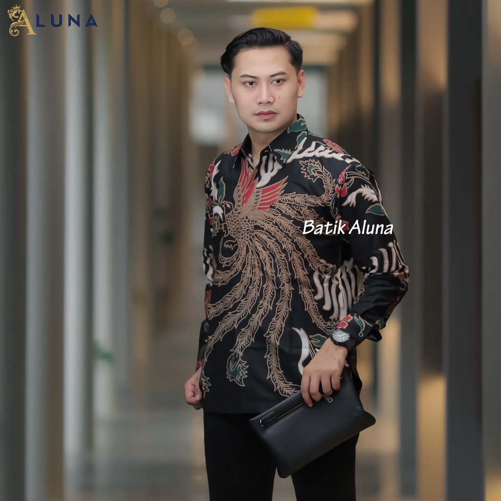 KEMEJA BATIK PRIA LENGAN PANJANG PREMIUM REGULAR KANTOR MODERN BATIK ALUNA PCW 009