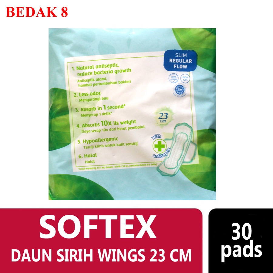 Softex Daun Sirih Wing 30/ Pembalut Wanita Softex Daun Sirih Wing 30