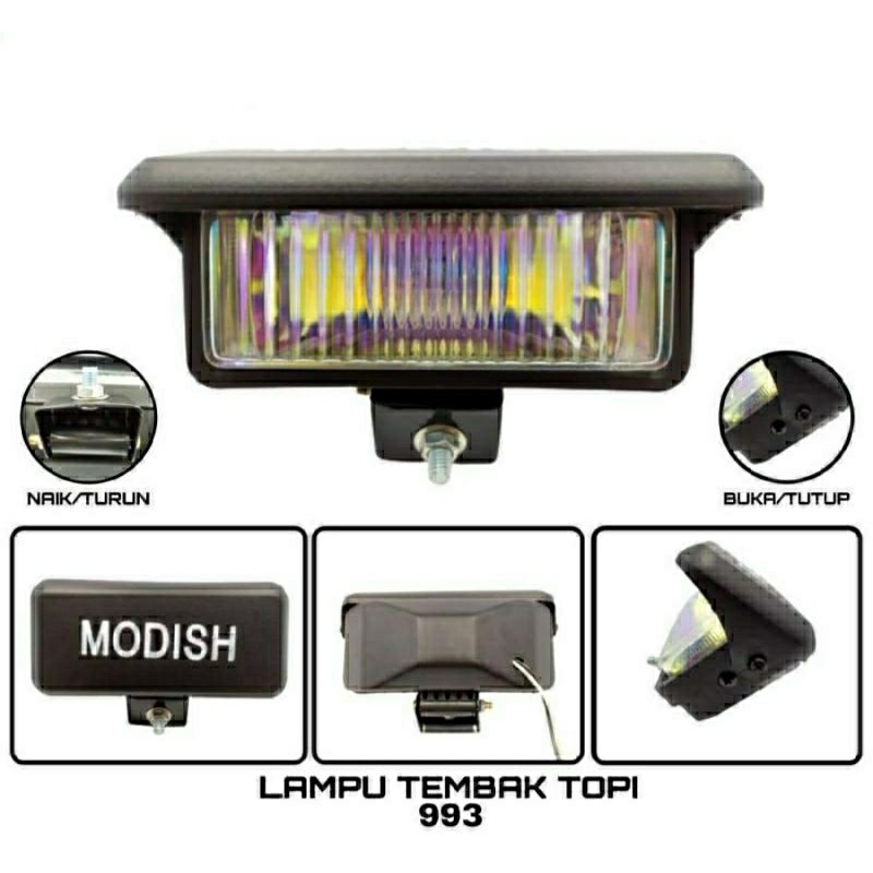 Lampu Foglamp Tembak Halogen Kotak Topi Motor Mobil