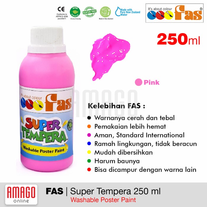

Produk Terbaru Fas - Super Tempera Washable Poster Paint - 250 Ml - Pink