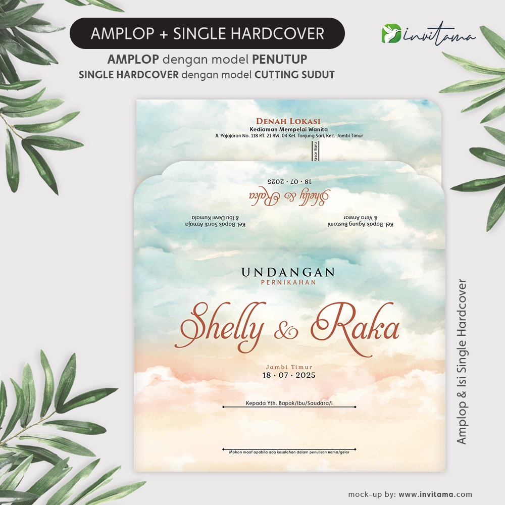  Undangan  Pernikahan  Amplop Single Hardcover Jasmine Unik  