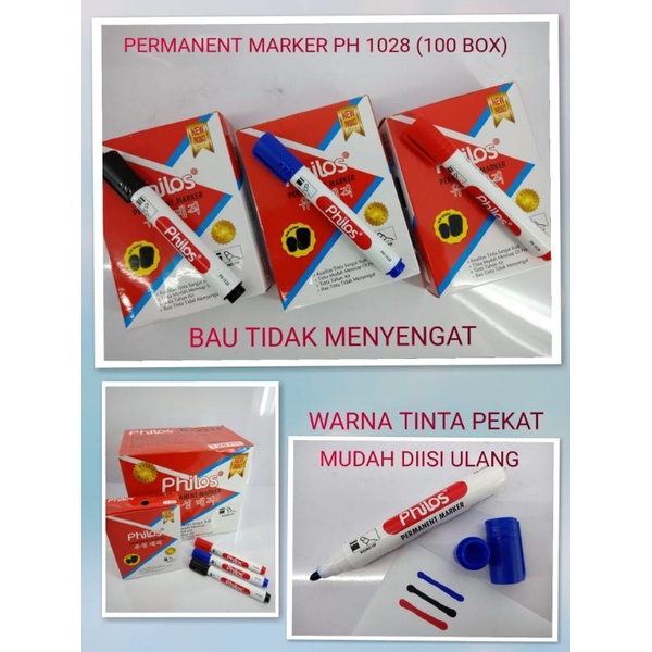 

Spidol Permanen Philos / Permanent Marker Philos Hitam, Biru dan Merah ( isi 12 pcs )